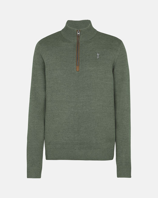 Spurs Mens Green 1/4 Zip Cotton Blend Jumper