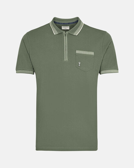 Spurs Mens Zip Placket Pocket Khaki Polo