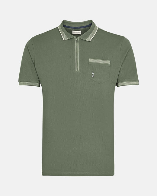 Spurs Mens Zip Placket Pocket Khaki Polo