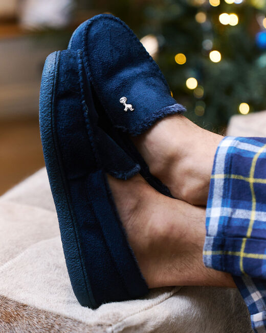 Spurs Mens Navy Moccasin Slippers