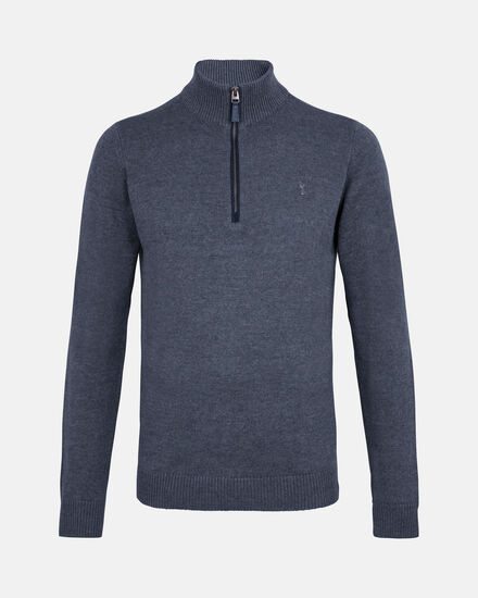 Spurs Mens Blue Cotton Blend Knit 1/4 Zip Sweater