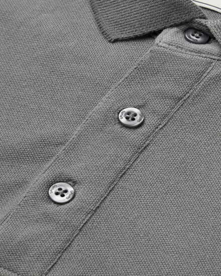 Spurs Mens Grey Cotton Pique Long Sleeve Polo