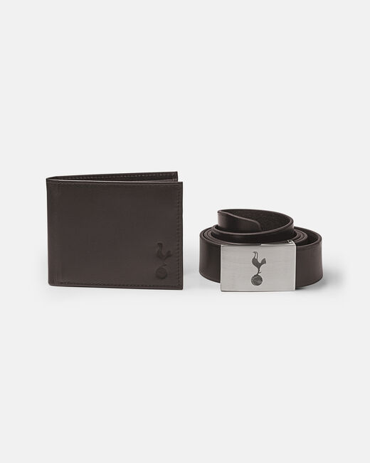 Spurs Adult Brown Leather Belt And Wallet Set