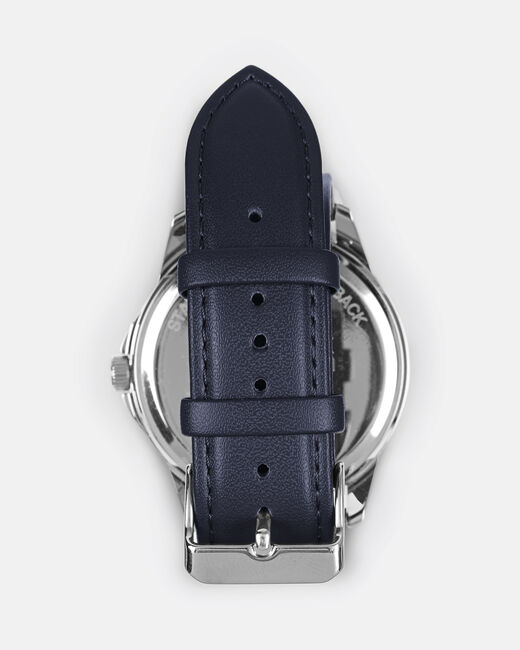 Spurs Mens Multifunction Navy Leather Strap Watch