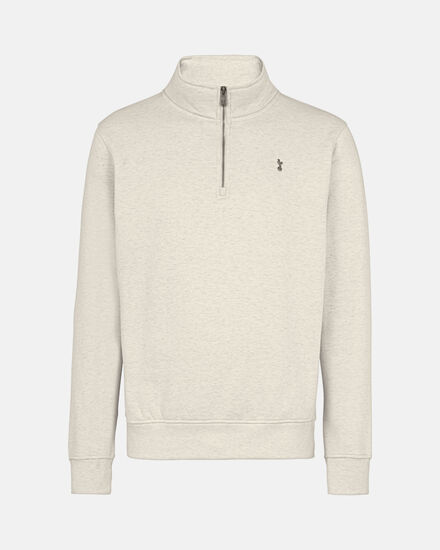 Spurs Mens Metal Crest 1/4 Zip Cream Sweatshirt