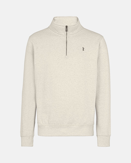Spurs Mens Metal Crest 1/4 Zip Cream Sweatshirt
