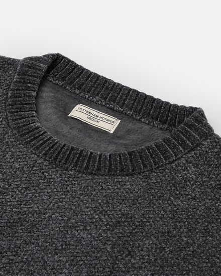 Spurs Mens Fleece Lined Chenille Black Jumper