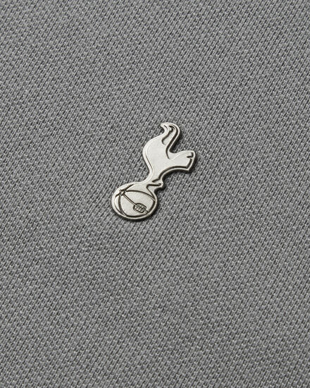 Spurs Mens Grey Cotton Pique Long Sleeve Polo