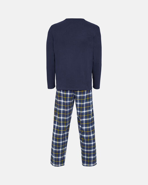 Spurs Mens Navy Long Sleeve Check Pant Pyjama Set