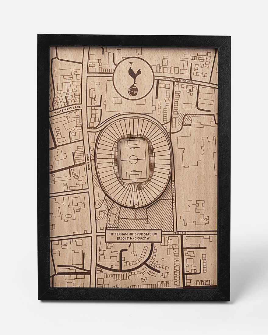 Spurs Framed 3D Wood Carved Stadium Map