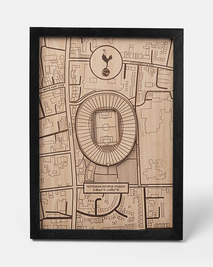 Spurs Framed 3D Wood Carved Stadium Map