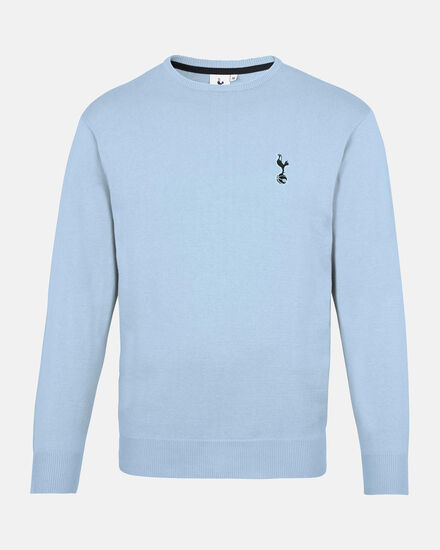 Spurs Mens Light Blue Crew Neck Cotton Jumper