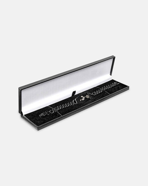 Spurs Chunky Black Stainless Steel Crest Bracelet