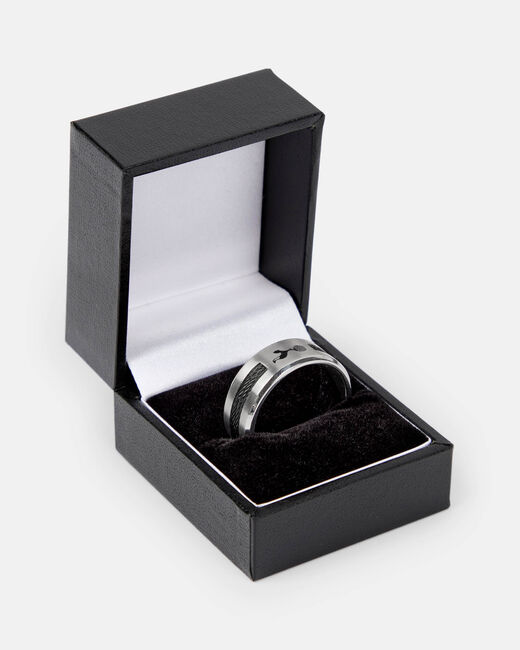 Spurs Crest Stripe Stainless Steel Ring
