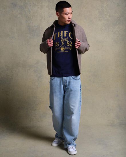 Spurs Mens Retro Print Navy T-Shirt