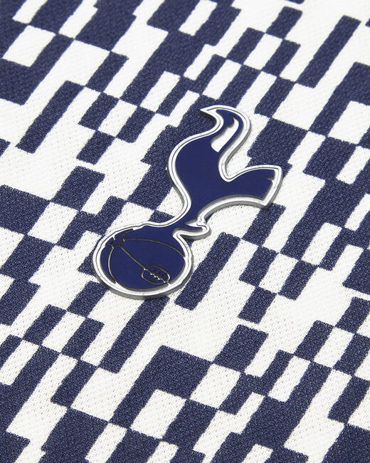 Spurs Mens White and Navy Geometric Polo