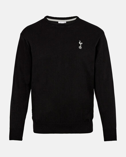 Spurs Mens Black Crew Neck Cotton Jumper