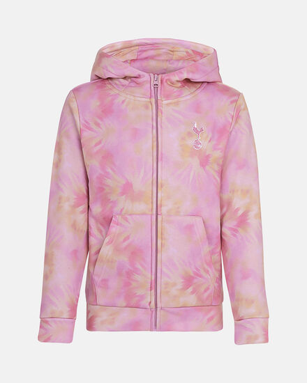 Spurs Kids Tie-Dye Pink Zip Through Hoodie