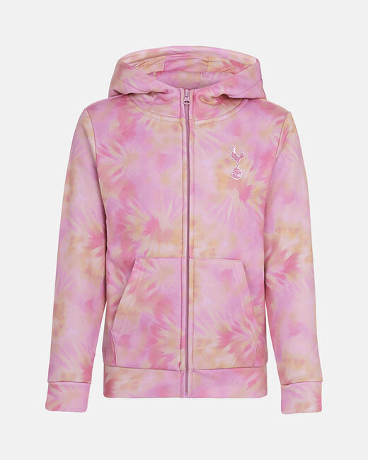 Spurs Kids Tie-Dye Pink Zip Through Hoodie