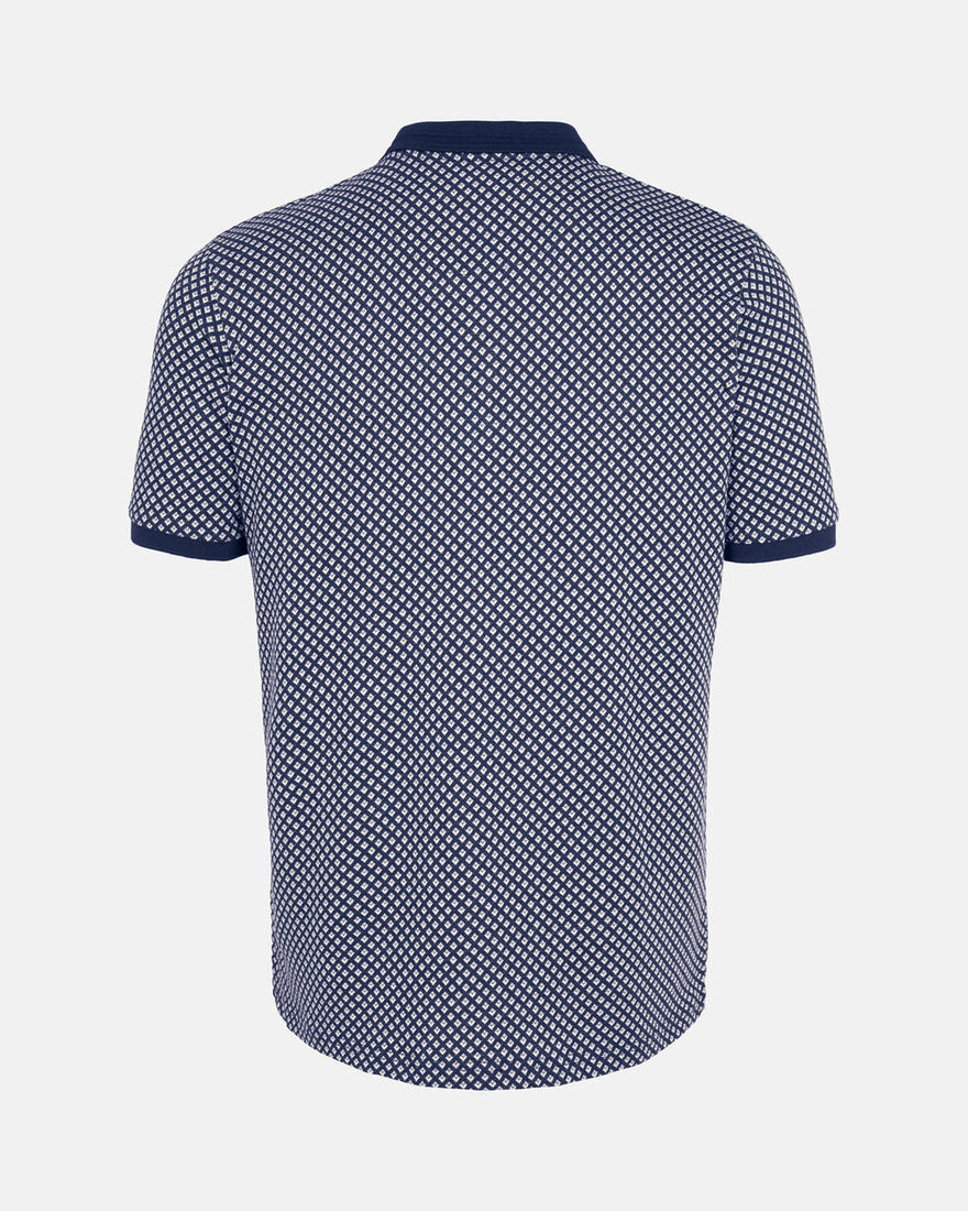 Spurs Mens Navy Yarn Dyed Jaquard Pattern Polo