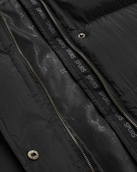 Spurs Womens Long Padded Black Jacket