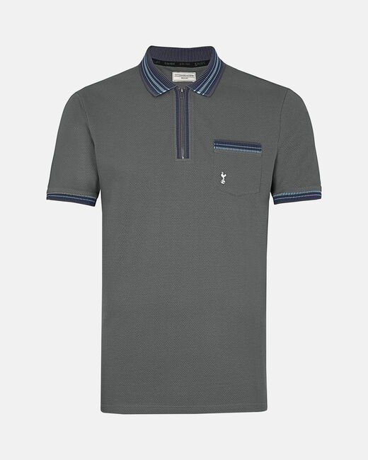 Spurs Mens Dark Grey Contrast Zip Placket Polo