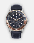 Spurs Mens Multifunction Navy Leather Strap Watch