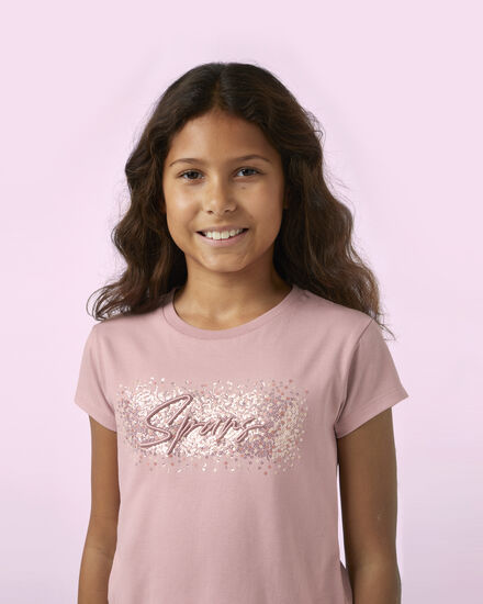 Spurs Kids Sequin Pink T-Shirt