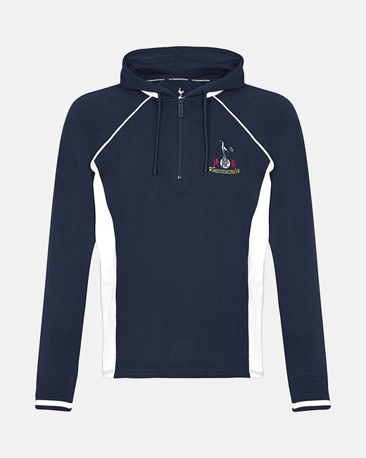 Spurs Mens Retro Crest 1/4 Zip Navy Hoodie