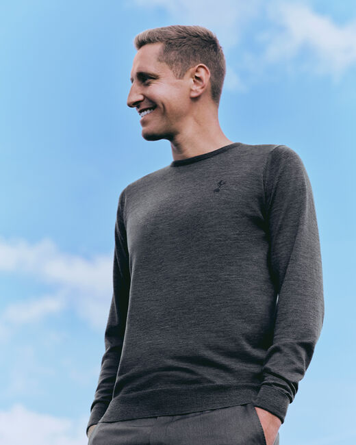 Spurs X John Smedley Mens Grey Crew Neck Jumper