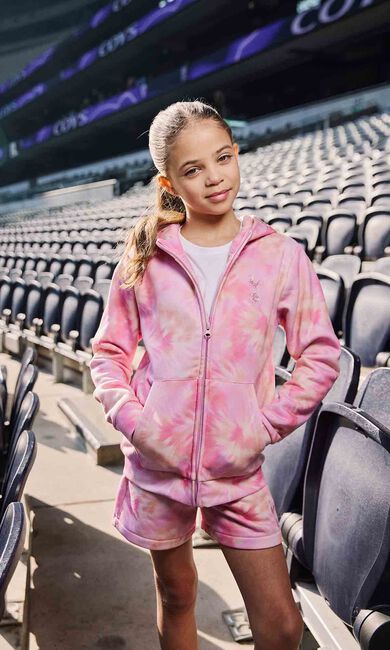 Spurs Kids Tie-Dye Pink Zip Through Hoodie