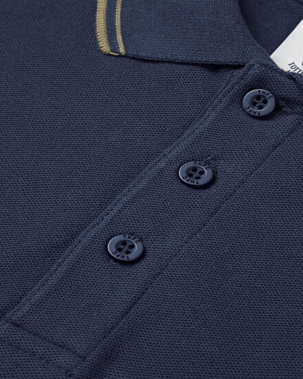 Spurs Mens Tipped Cotton Pique Navy Polo