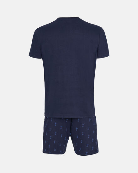 Spurs Mens Navy Cockerel Print Short Pyjama Set