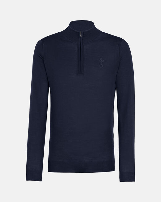 Spurs X John Smedley Mens 1/4 Zip Navy Jumper