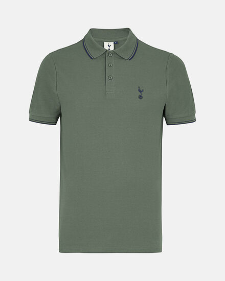 Spurs Mens Tipped Cotton Pique Green Polo