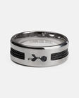 Spurs Crest Stripe Stainless Steel Ring