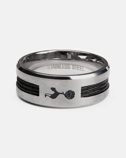 Spurs Crest Stripe Stainless Steel Ring