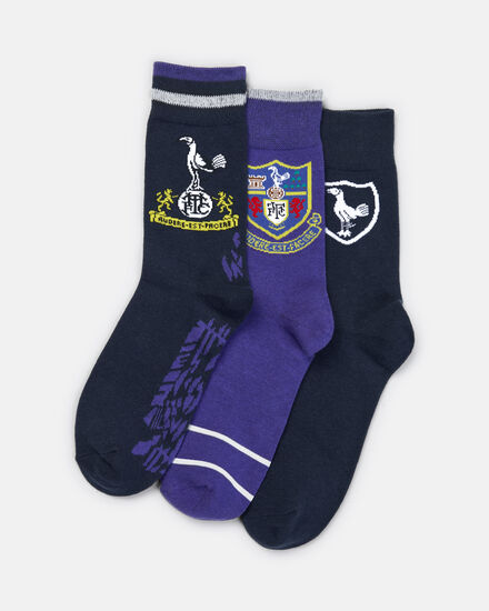 Spurs Adults Purple Retro Crest 3 Pack Socks