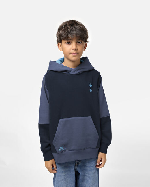 Spurs Kids Navy Colour Block Overhead Hoodie