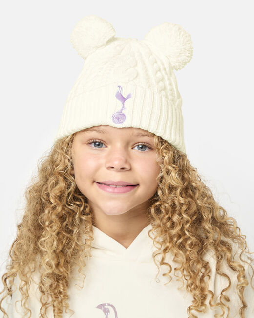 Spurs Kids Cream Pom Beanie