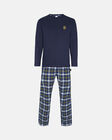 Spurs Mens Navy Long Sleeve Check Pant Pyjama Set