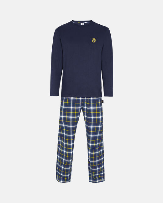 Spurs Mens Navy Long Sleeve Check Pant Pyjama Set