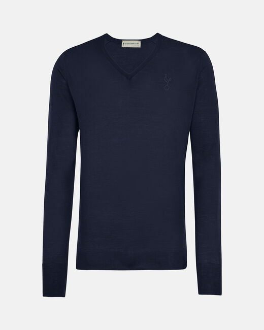 Spurs X John Smedley Mens Navy V Neck Jumper