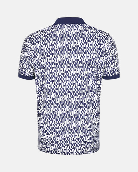 Spurs Mens White and Navy Geometric Polo