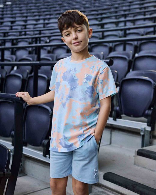 Spurs Kids Acid Wash Blue Shorts