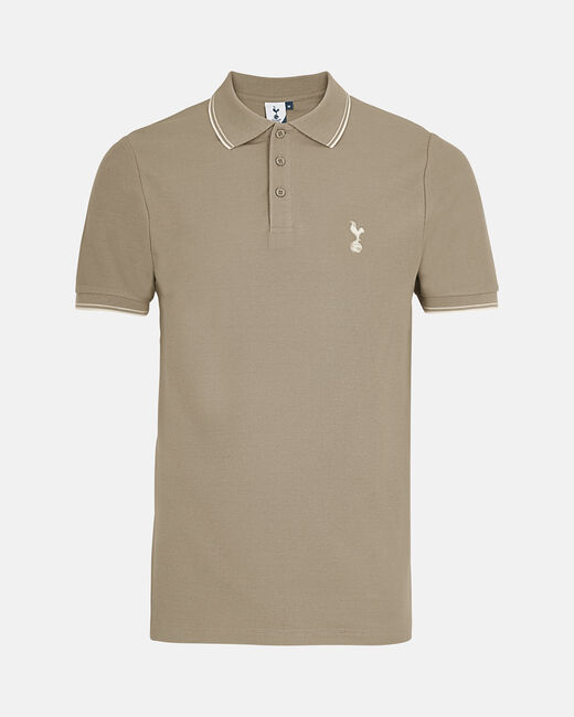 Spurs Mens Tipped Cotton Pique Stone Polo