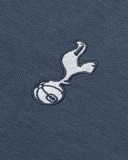 Spurs Mens Contrast Sleeve Cotton Pique Blue Polo
