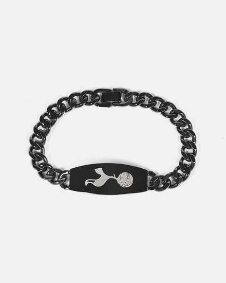 Spurs Chunky Black Stainless Steel Crest Bracelet