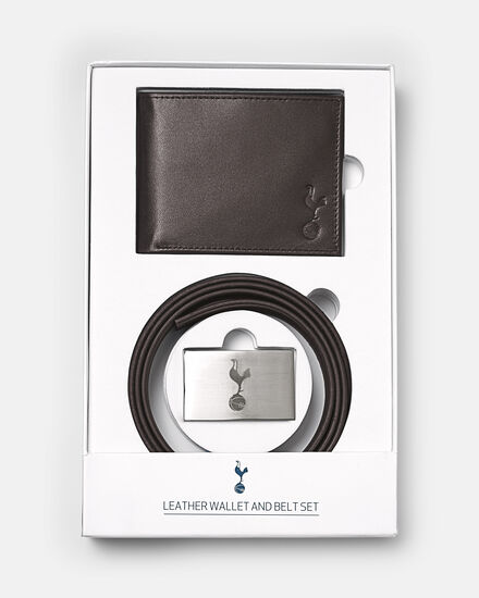 Spurs Adult Brown Leather Belt And Wallet Set