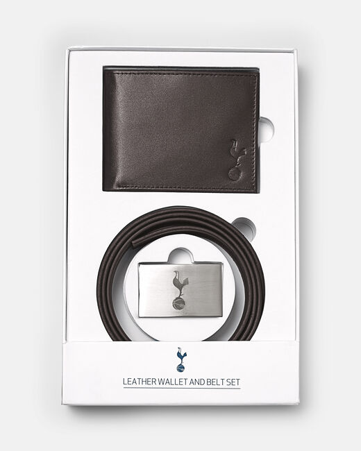 Spurs Adult Brown Leather Belt And Wallet Set